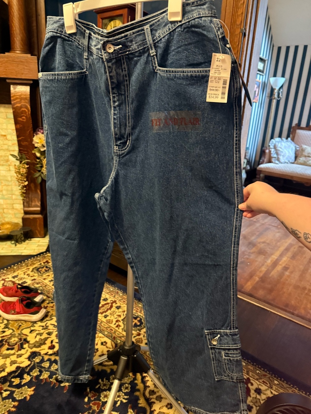 💋 Y2K dead stock RVT denim cargo- wide leg!